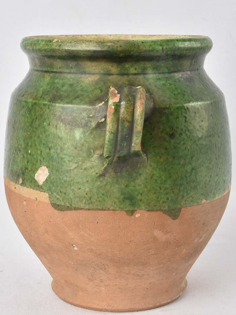 Dark green antique confit pot 8¼"
