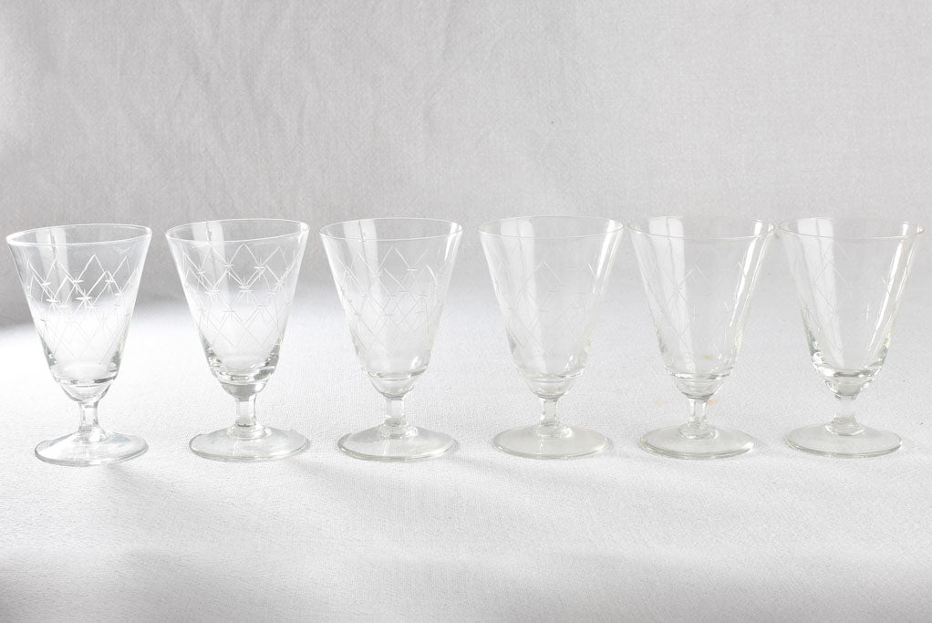 Set of 6 glasses from the 1940s