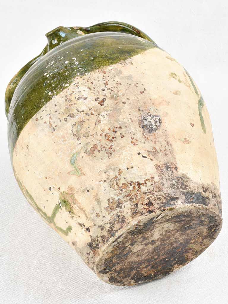 Antique terracotta oil pitcher - green 13¾"