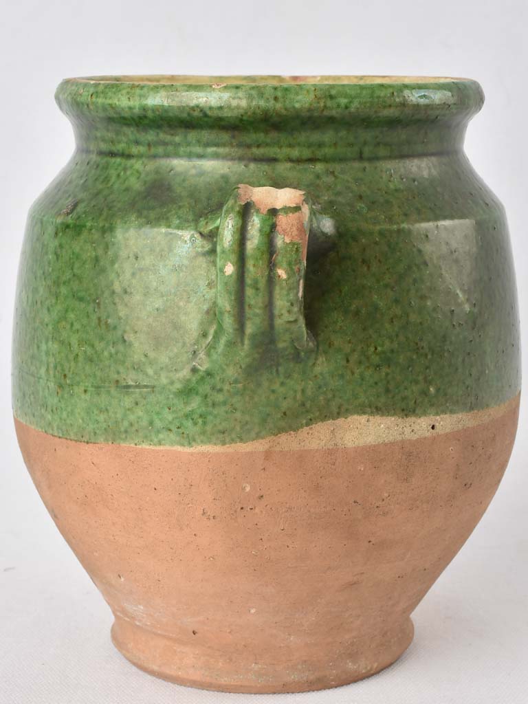 Dark green antique confit pot 8¼"