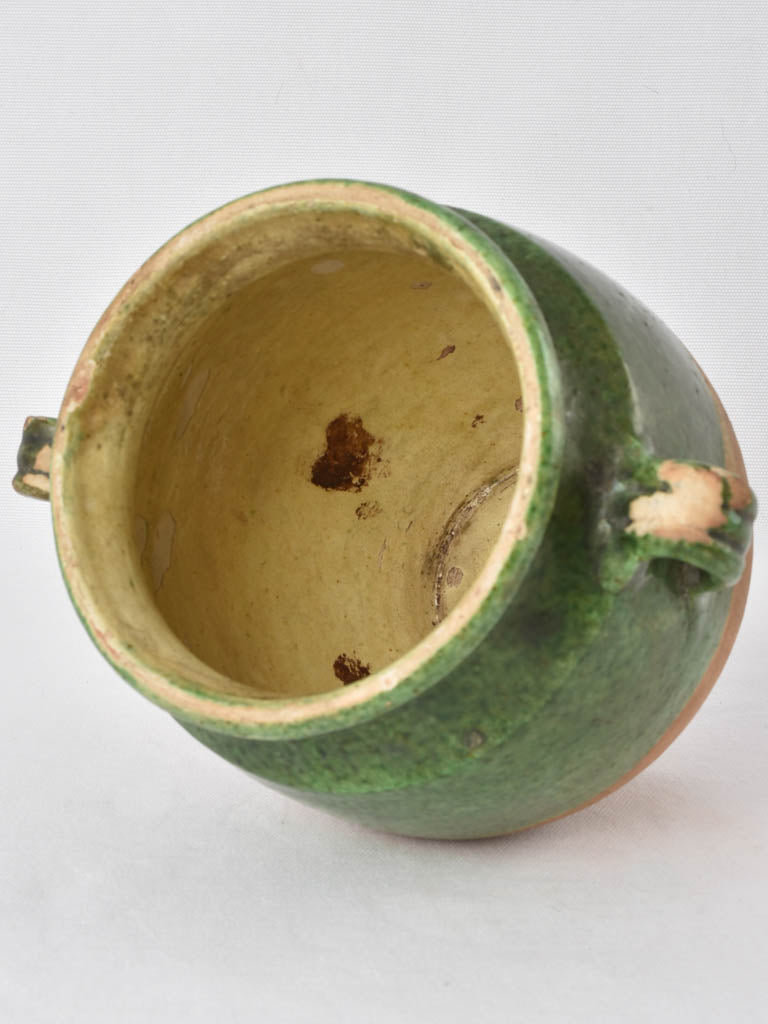 Dark green antique confit pot 8¼"