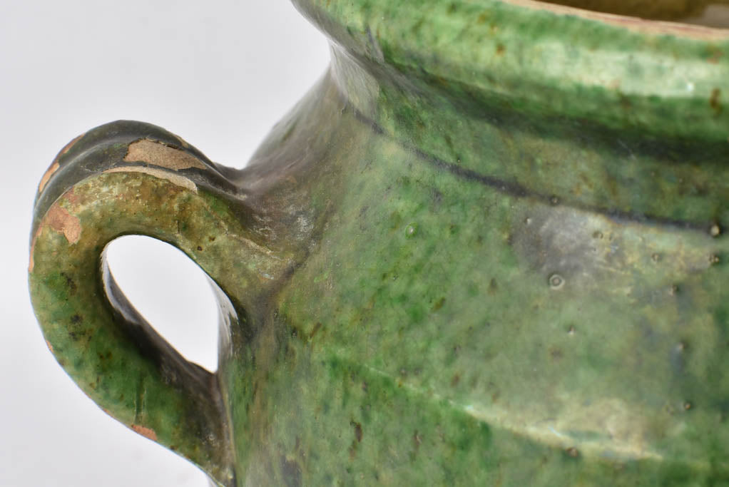 Dark green antique confit pot 8¼"