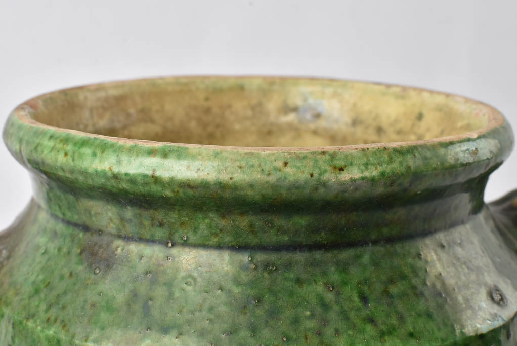 Dark green antique confit pot 8¼"