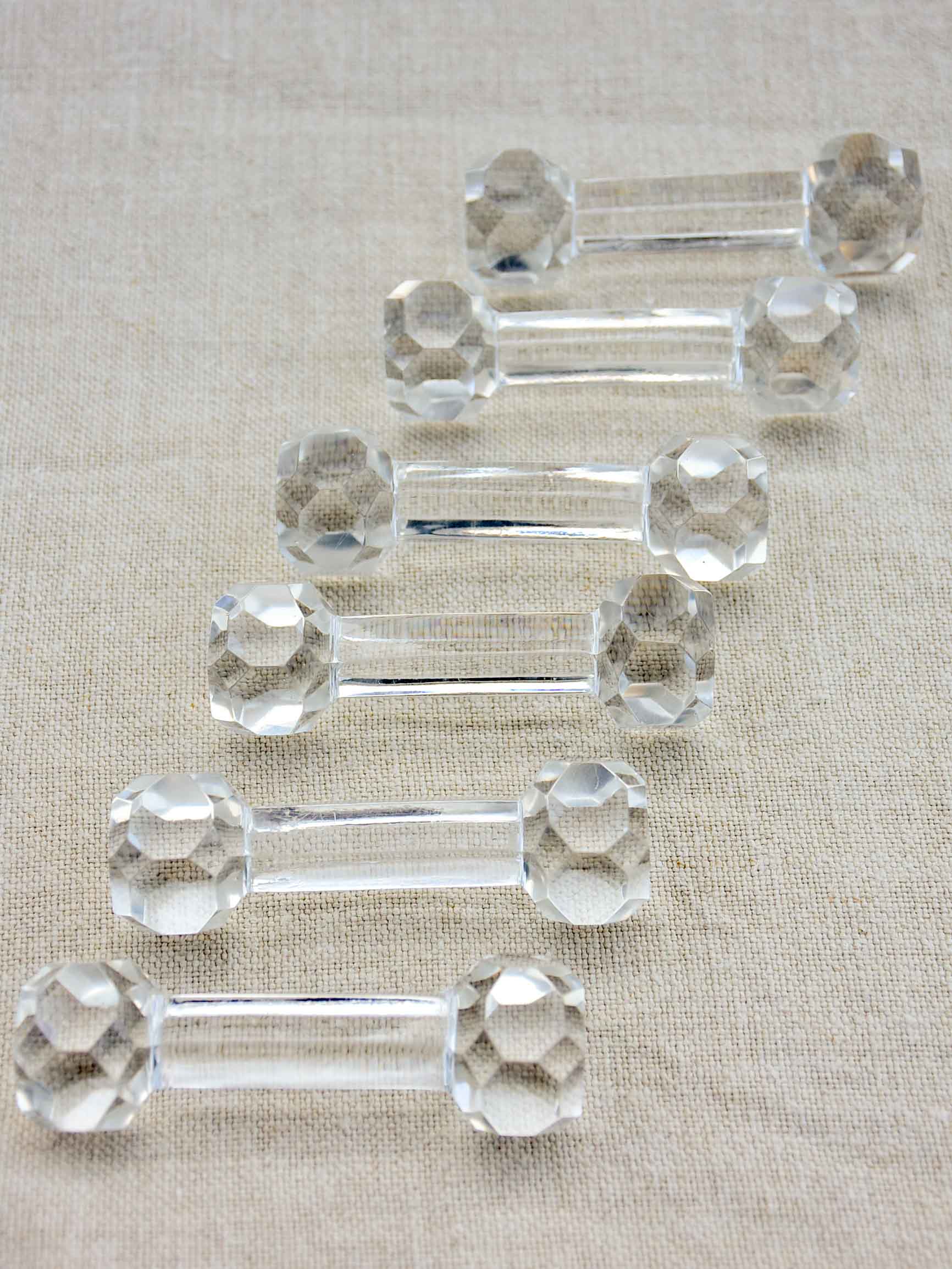 Vintage French crystal set of wine glasses, carafe and knife rests