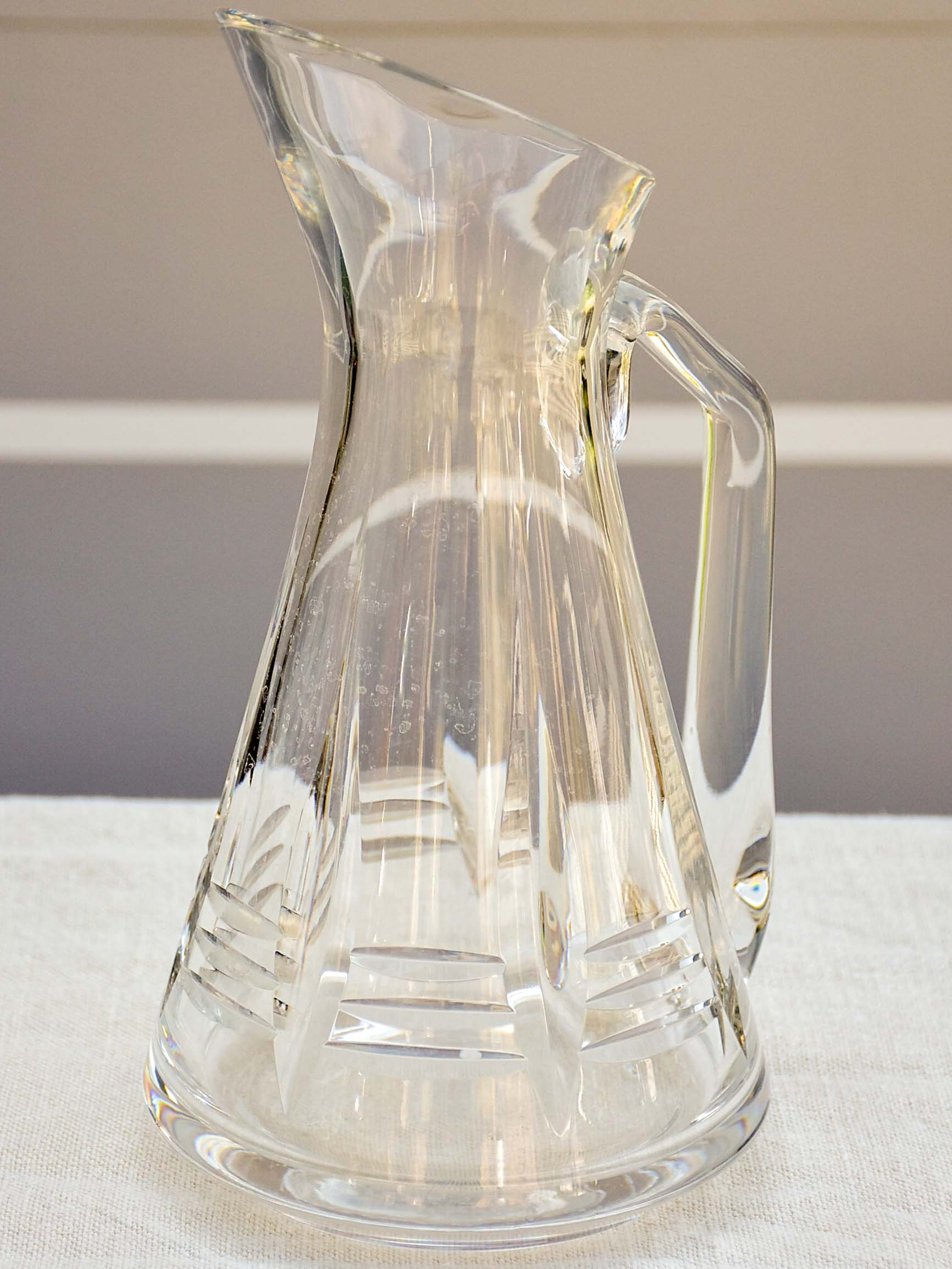 Vintage French crystal set of wine glasses, carafe and knife rests