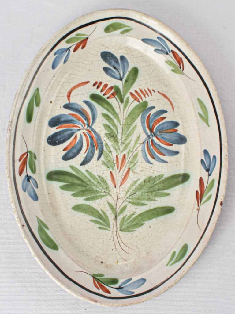 19th century oval platter - hand painted 15"