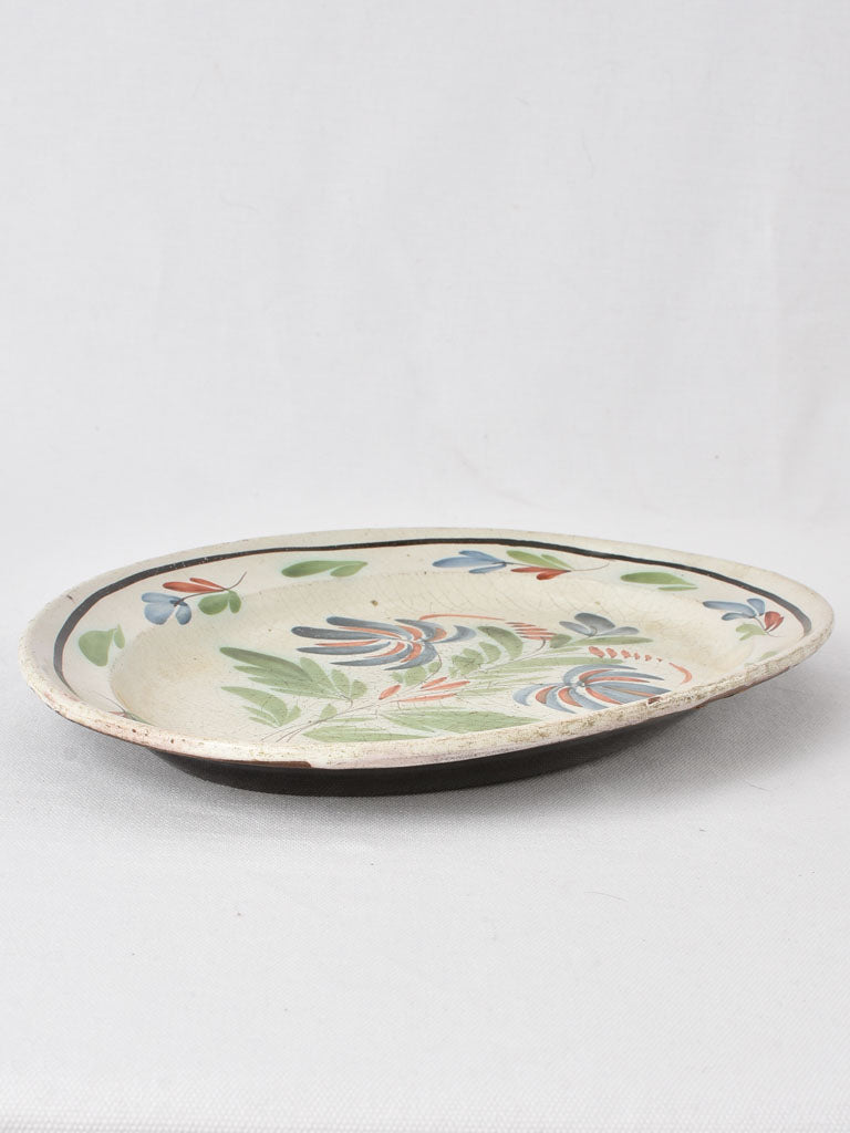19th century oval platter - hand painted 15"