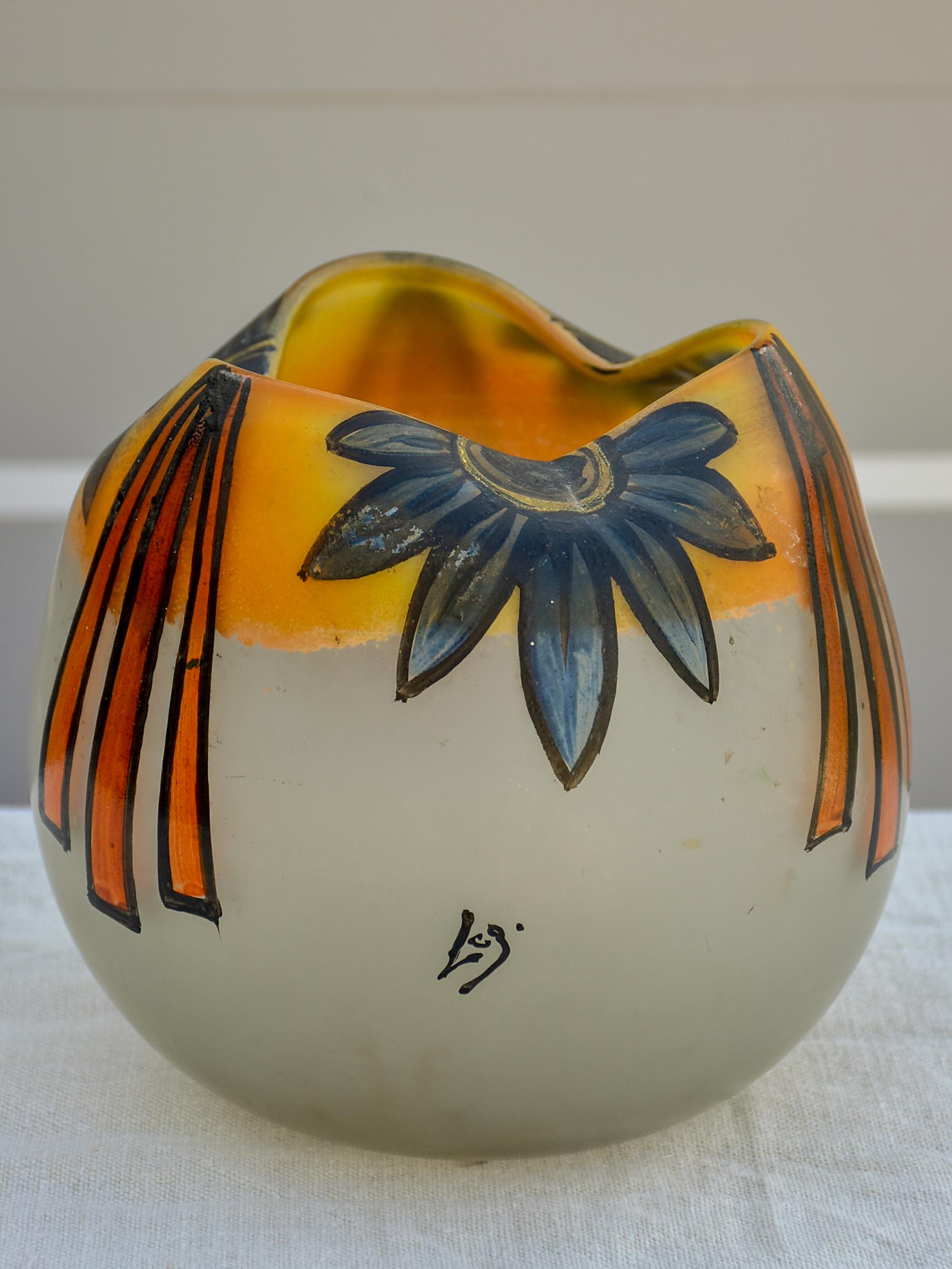 Antique glass vase from the École de Nancy signed LG