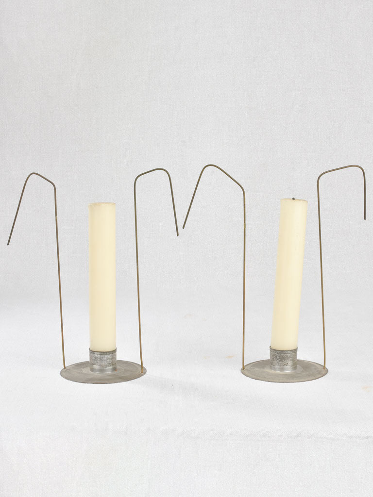 Hurricane lamps, beechwood & blown glass, 18½"