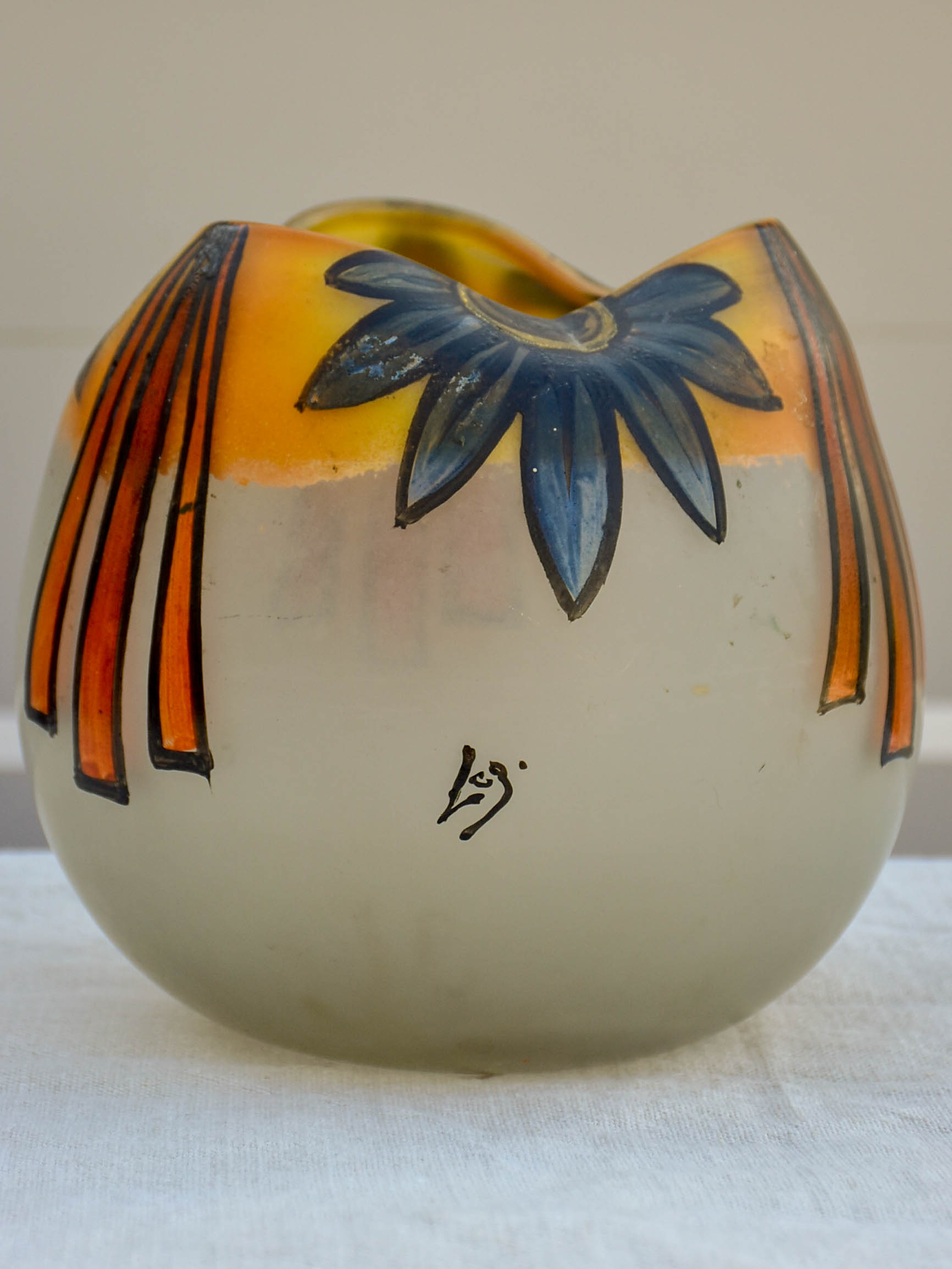 Antique glass vase from the École de Nancy signed LG