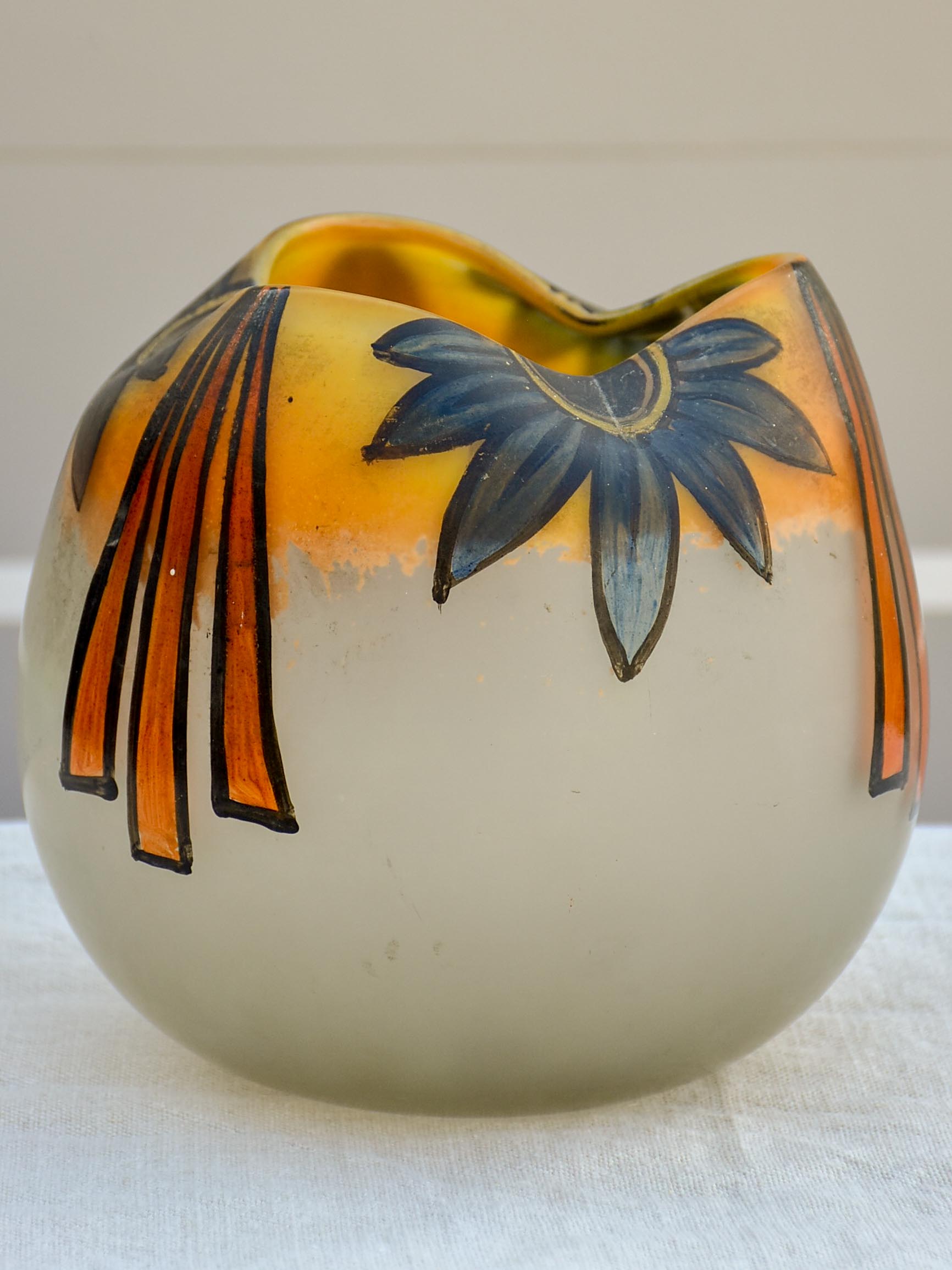 Antique glass vase from the École de Nancy signed LG