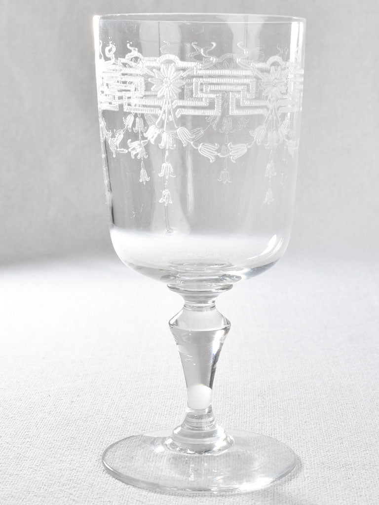 Set of 6 antique crystal wine glasses