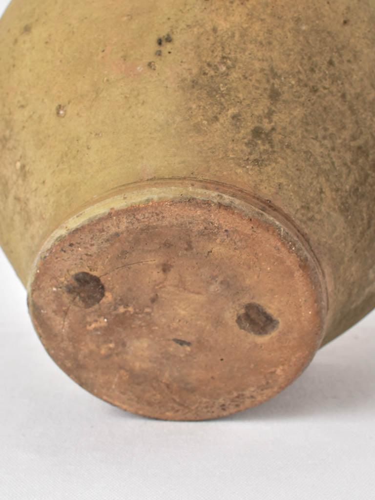 Large antique confit pot w/ yellow rim 11½"