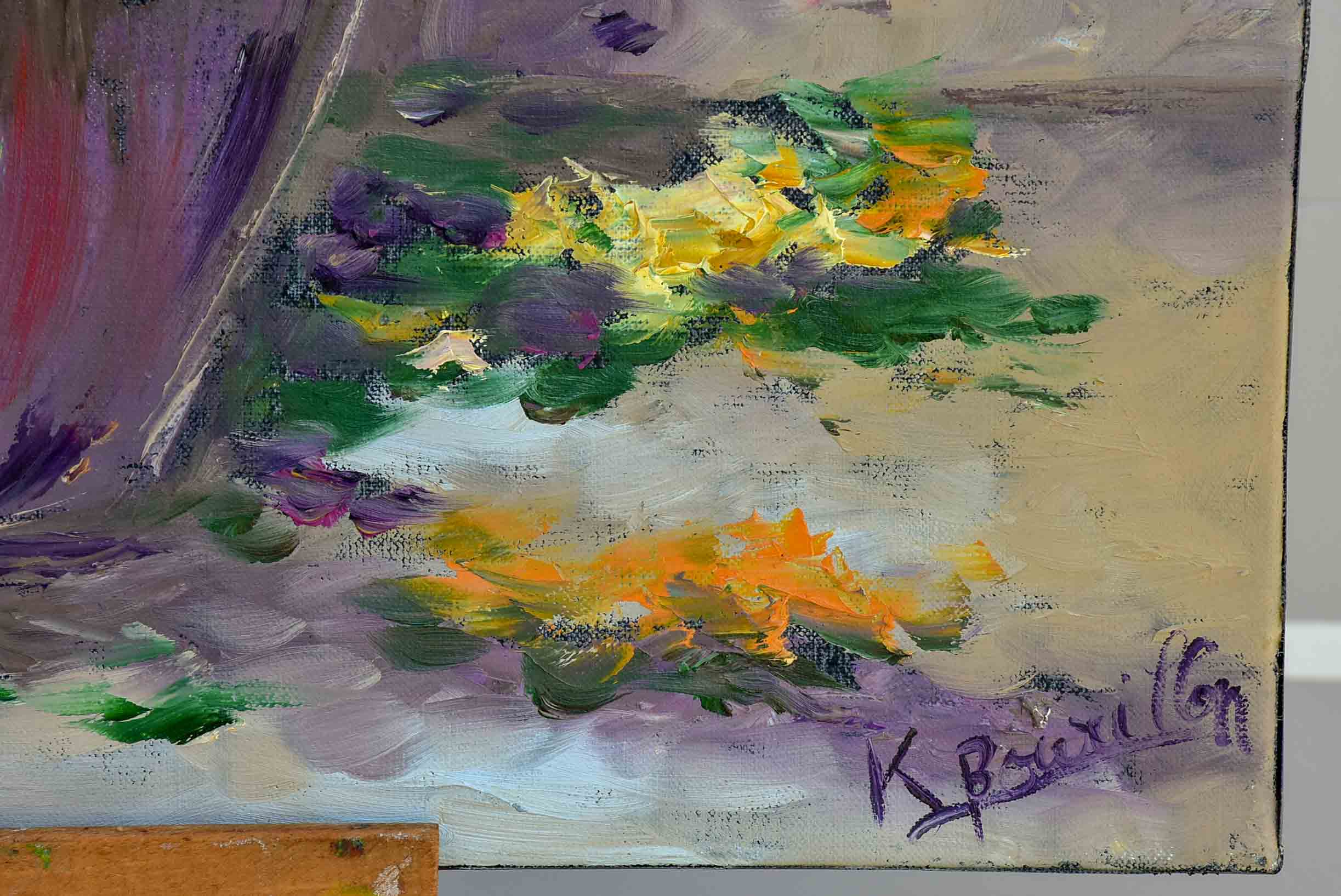K. Bourillon palette knife painting - bouquet of roses 24” x 19 ¾''