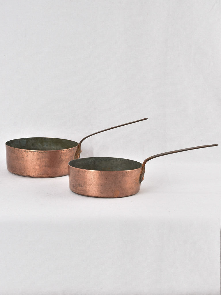 2 antique French copper cooking pots