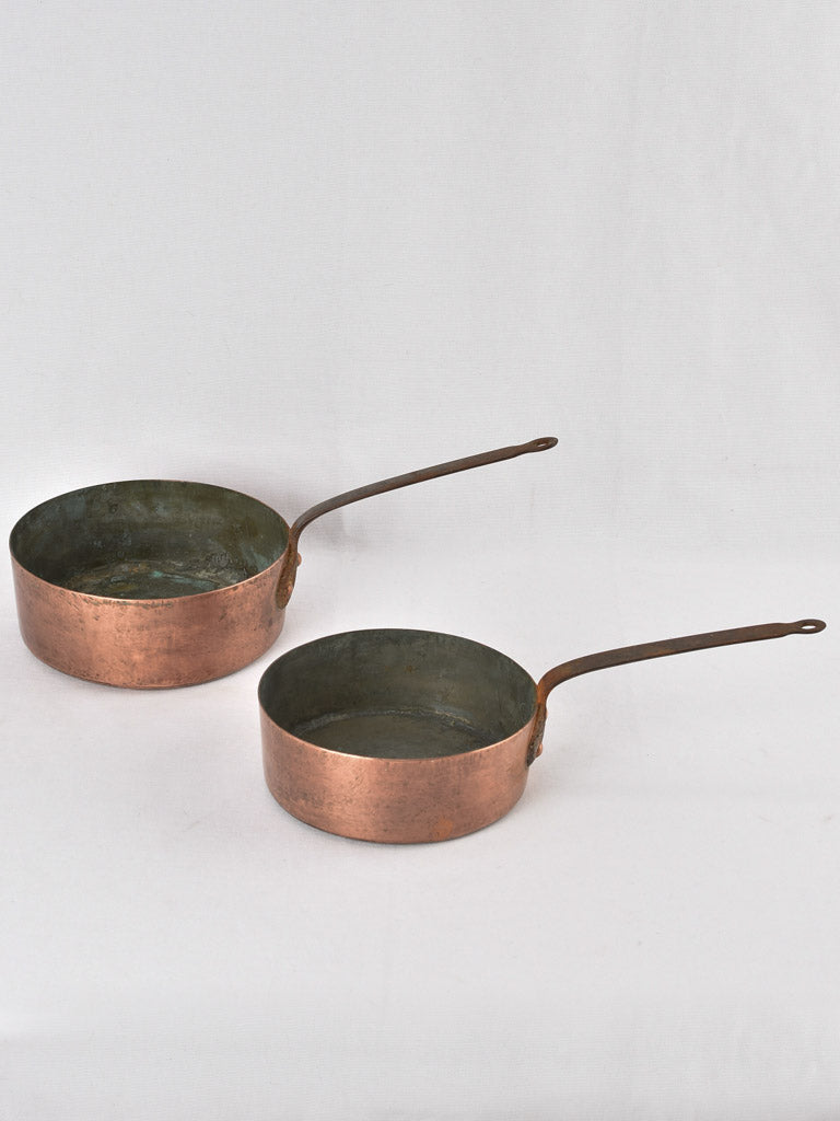 2 antique French copper cooking pots