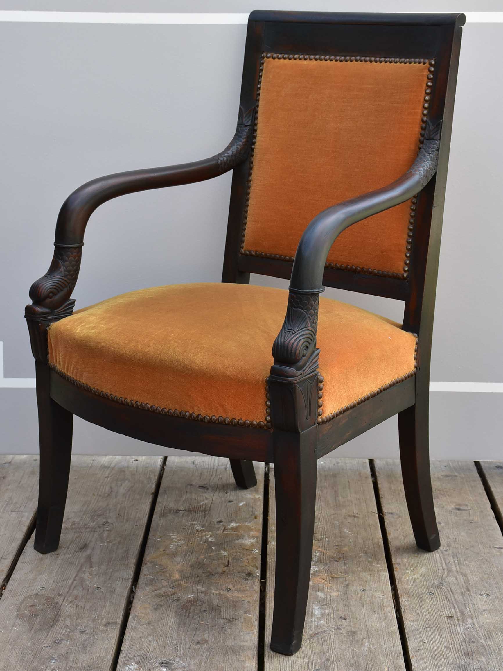 Antique French Empire upholstered armchair