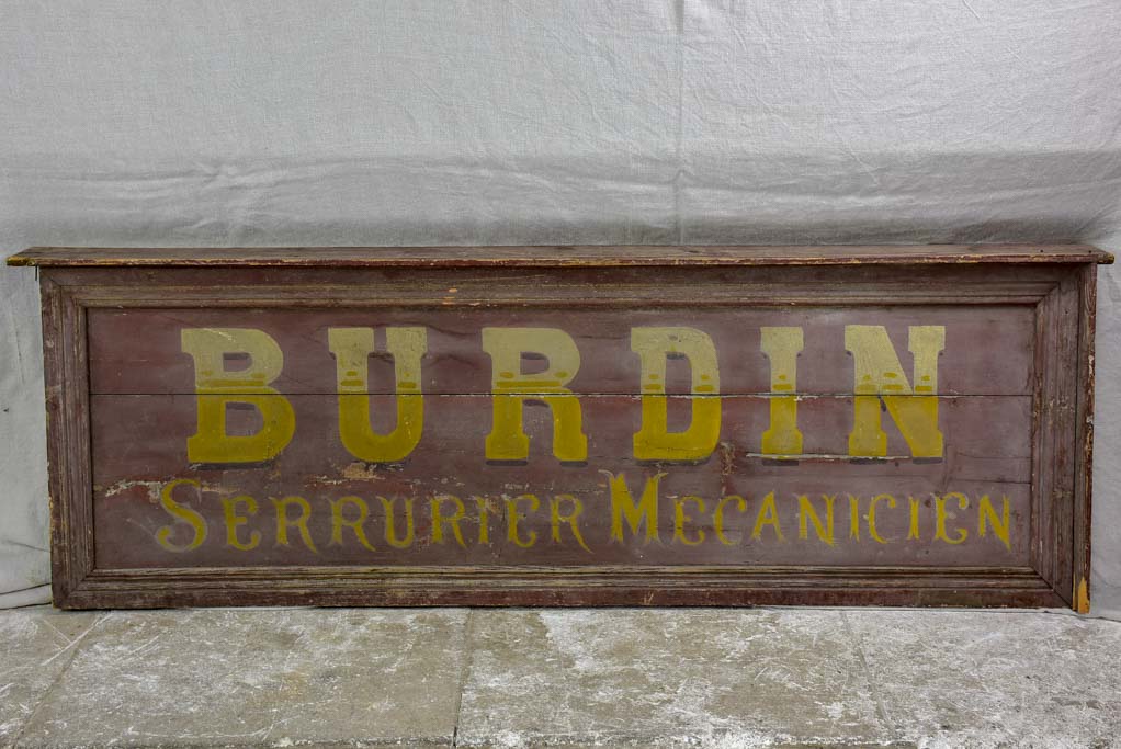 Large 19th Century wooden French sign from a locksmith 5'