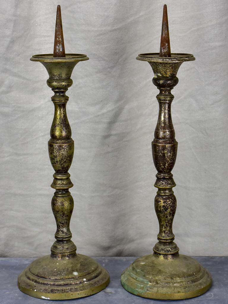 Pair of large antique French candlesticks