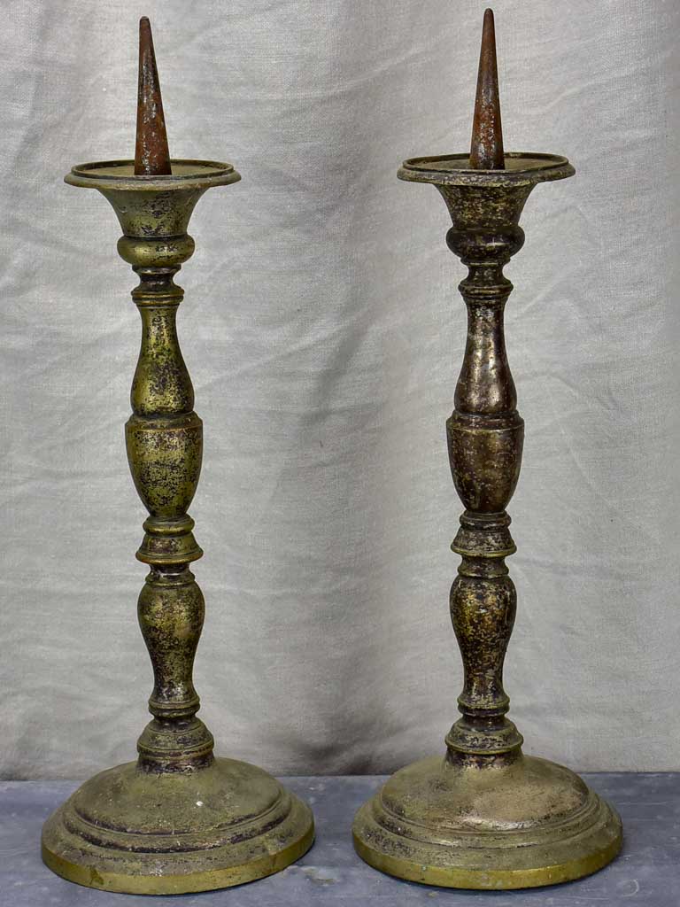 Pair of large antique French candlesticks