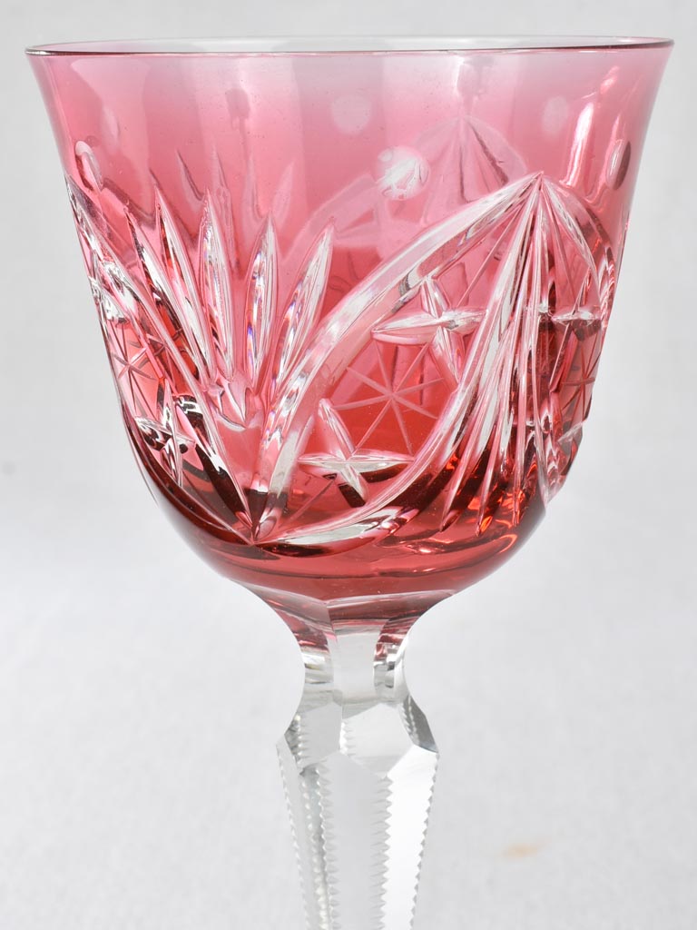 Red crystal glasses, vintage (2)