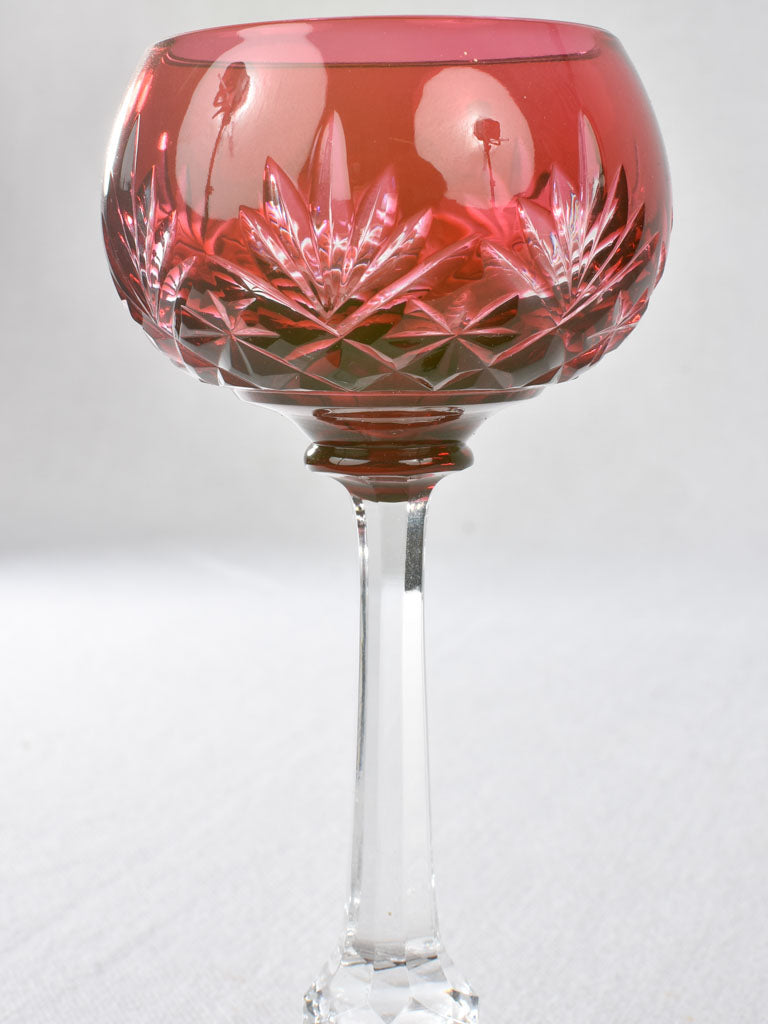Red crystal glasses, vintage (2)