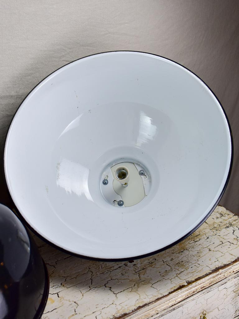 Pair of very large industrial enamel lights - black and white (2 pairs available)