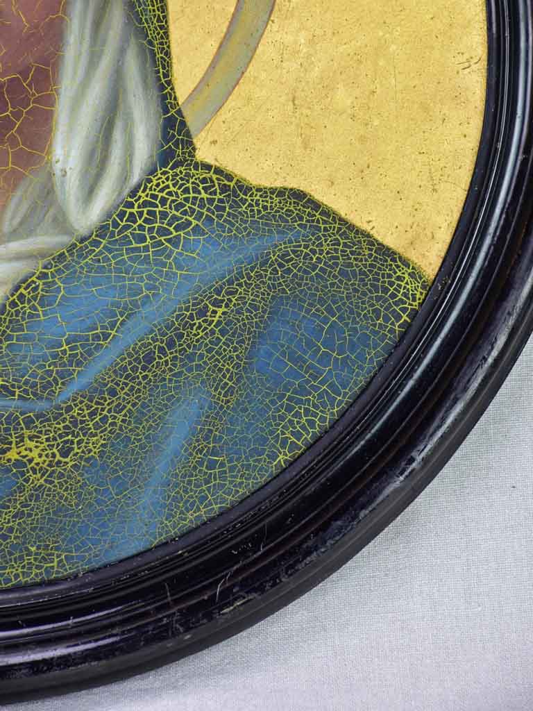 Round Napoleon III religious portrait of the Virgin Mary 19th Century 23¼"