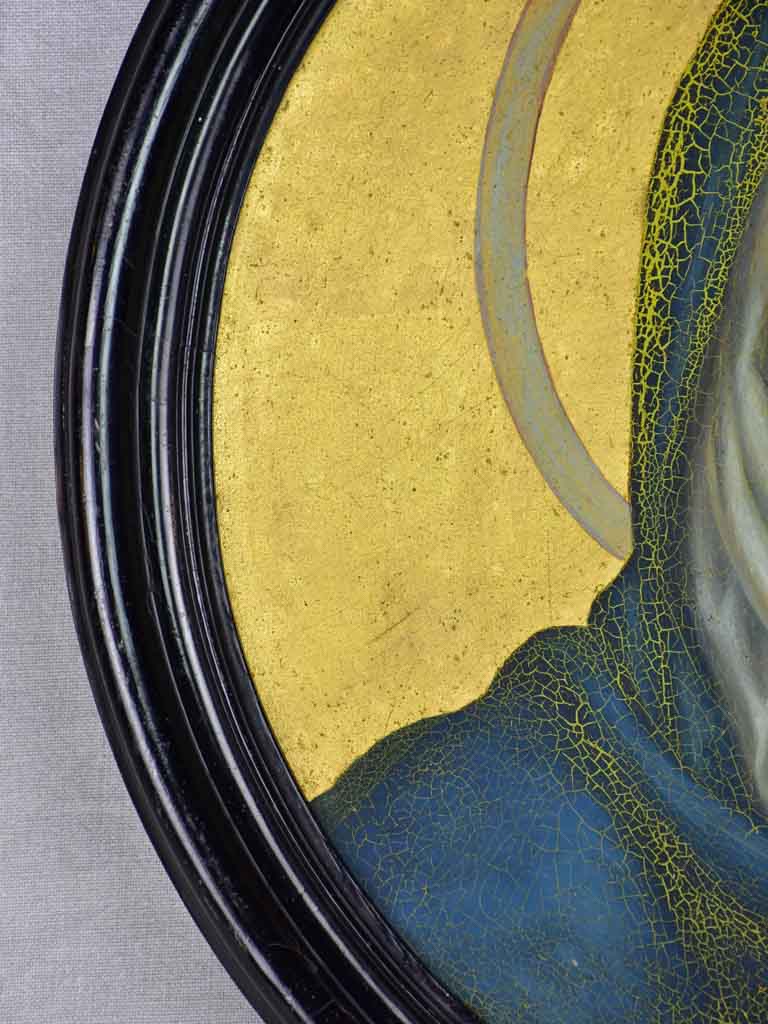Round Napoleon III religious portrait of the Virgin Mary 19th Century 23¼"