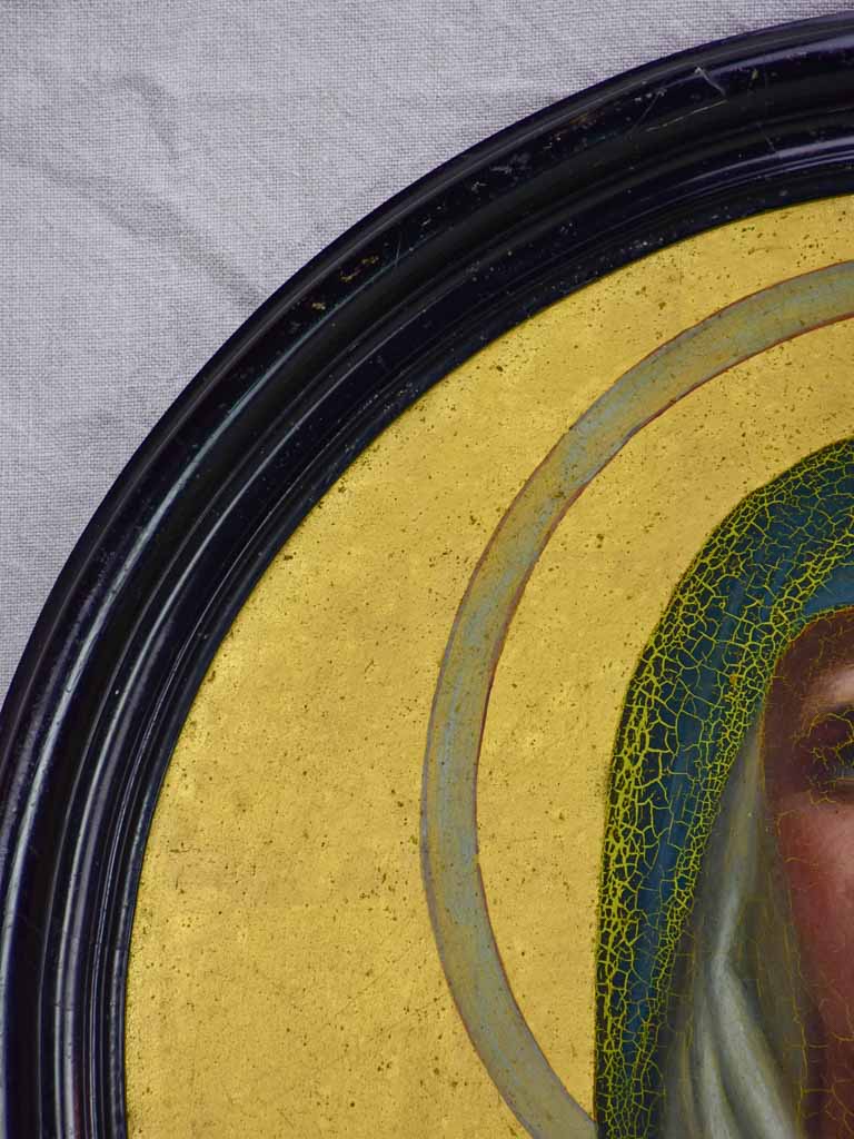Round Napoleon III religious portrait of the Virgin Mary 19th Century 23¼"