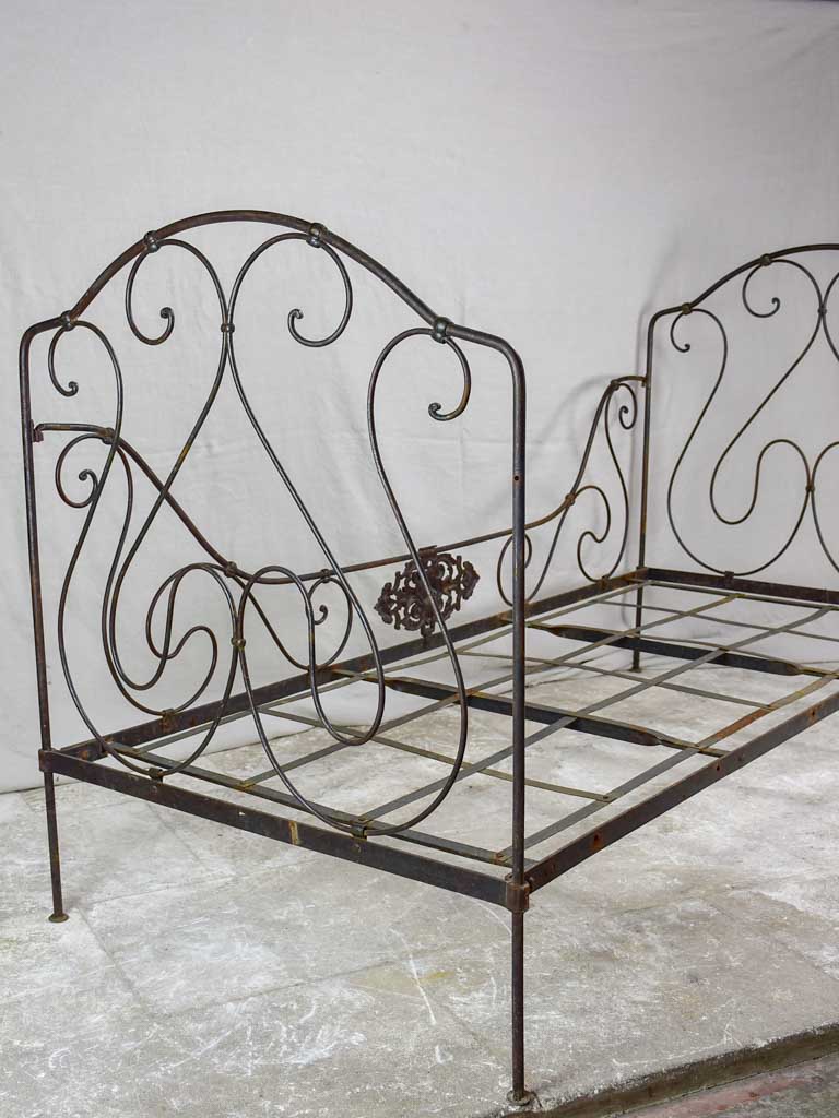 Antique French wrought iron folding bed 75½" x 33½"