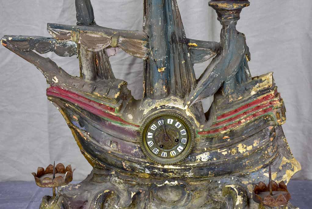 Large French maritime ex voto with candles