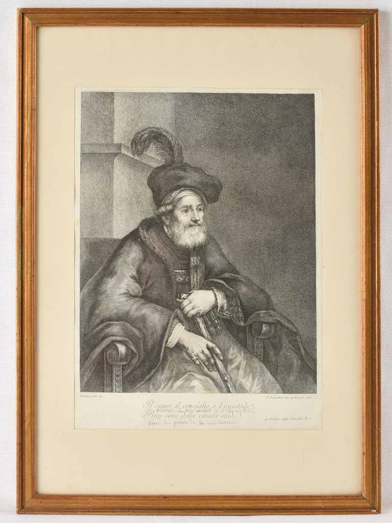 Antique engraving - portrait of Rembrandt 1756 - 18½" x 13"
