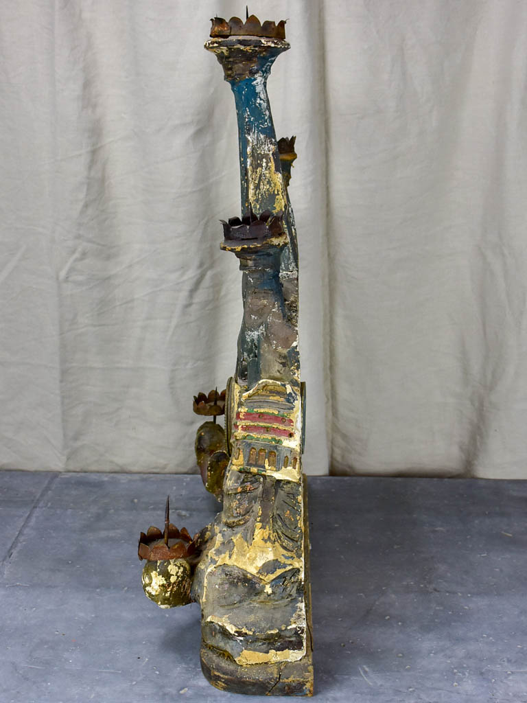 Large French maritime ex voto with candles