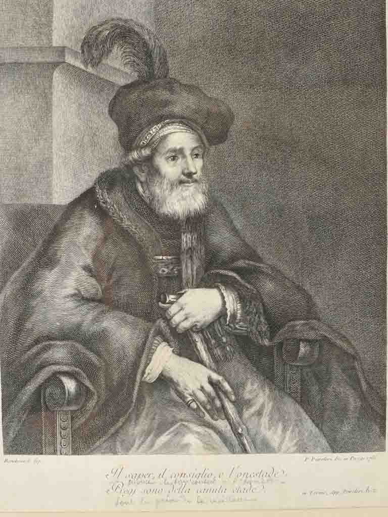 Antique engraving - portrait of Rembrandt 1756 - 18½" x 13"