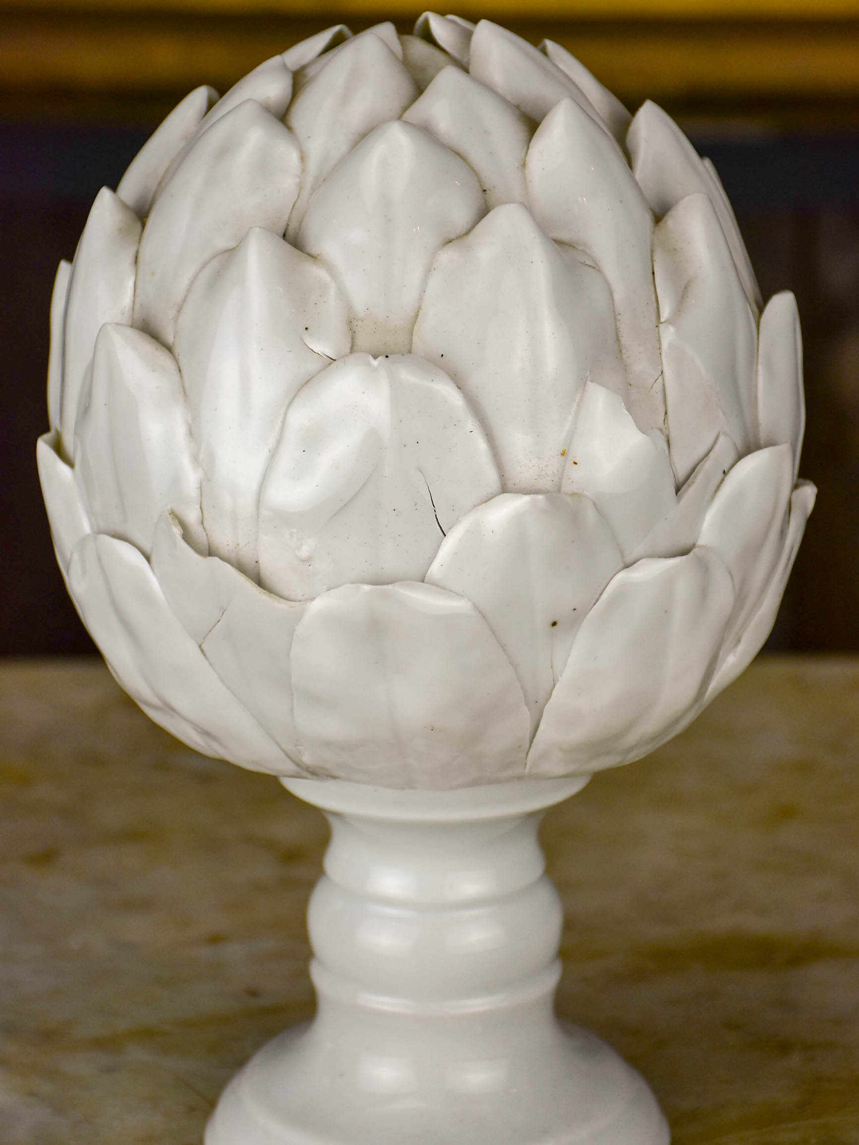 Antique earthenware artichoke sculpture