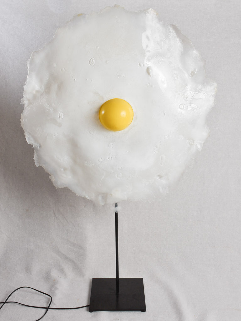 Artisan-made resin fried egg floor light 51¼"