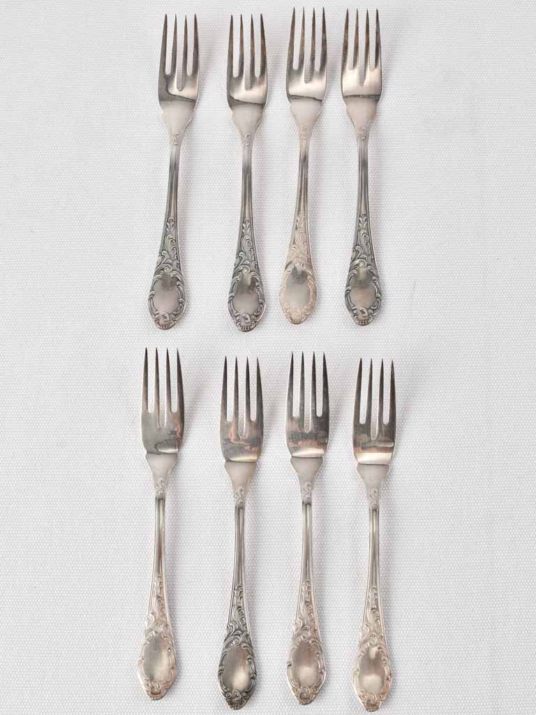 Set of French dessert spoons and forks x 8