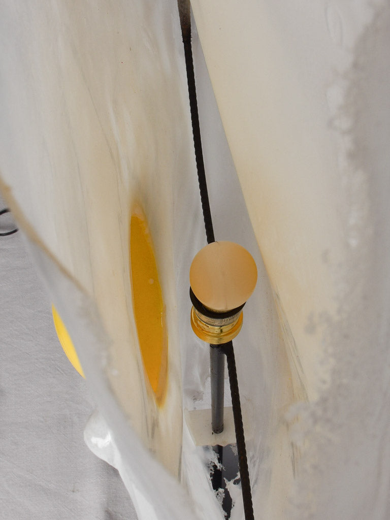 Artisan-made resin fried egg floor light 51¼"