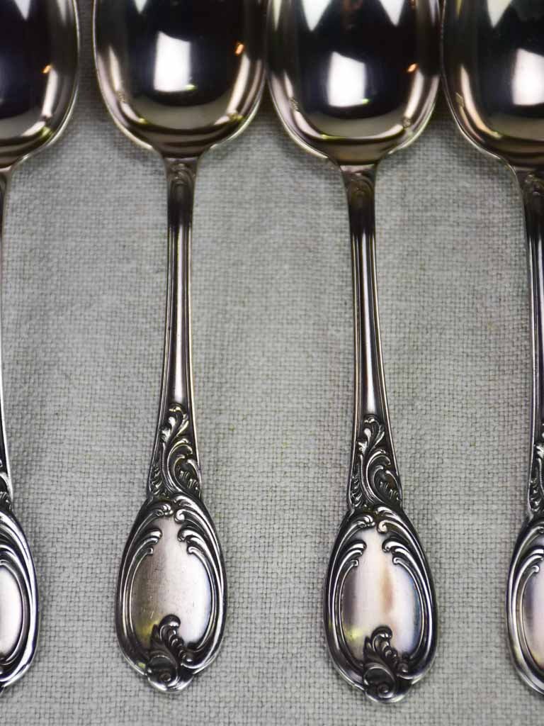 Set of 12 19th century French silver spoons with monogram 646 grams