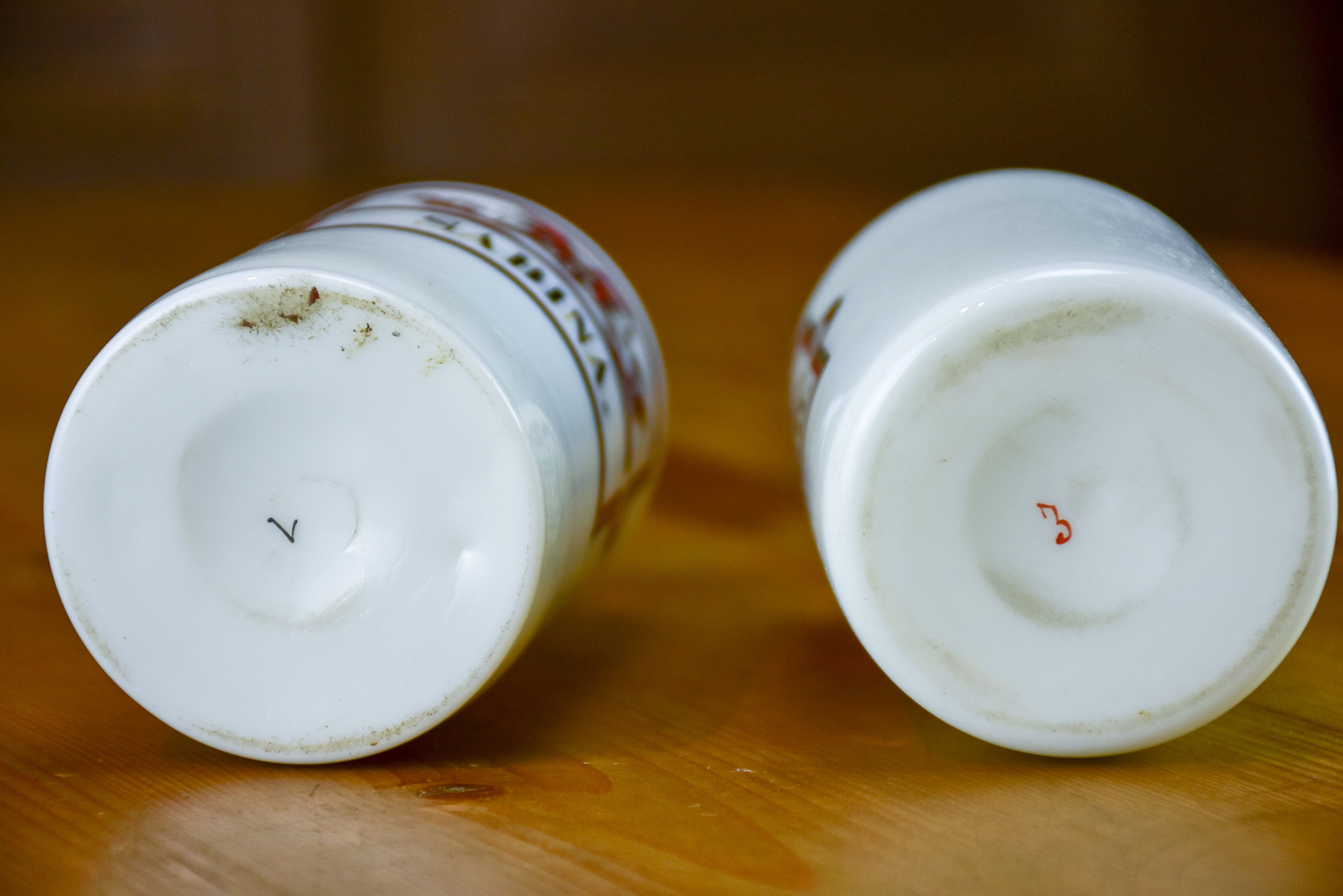 Set of 17 antique French opaline apothecary flasks