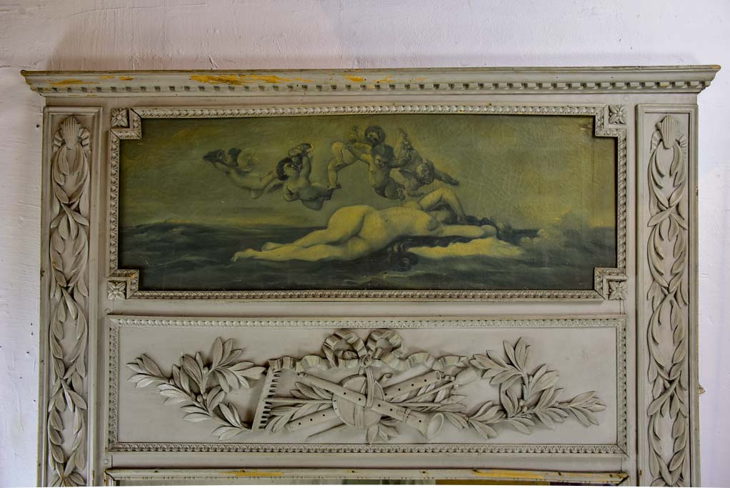 Large antique French trumeau mirror