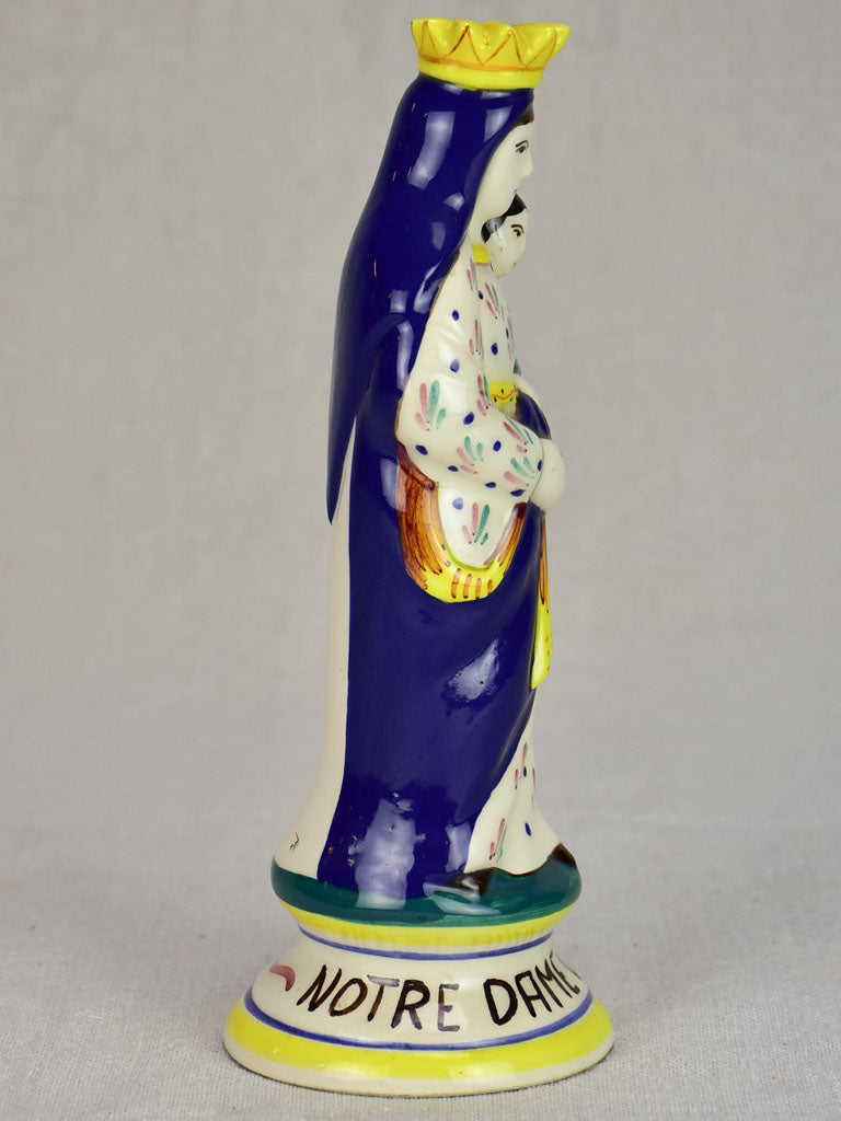 Small ceramic statue of the Virgin Mary from Quimper 9"