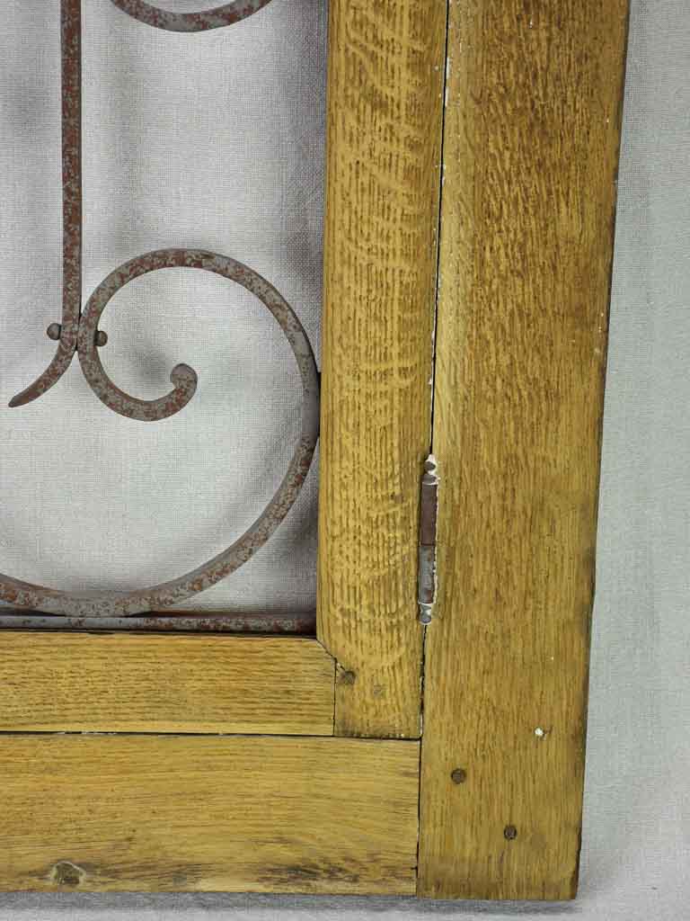 Salvaged solid oak and wrought iron window from the late 19th / early 20th century 30¼" x 29¼"