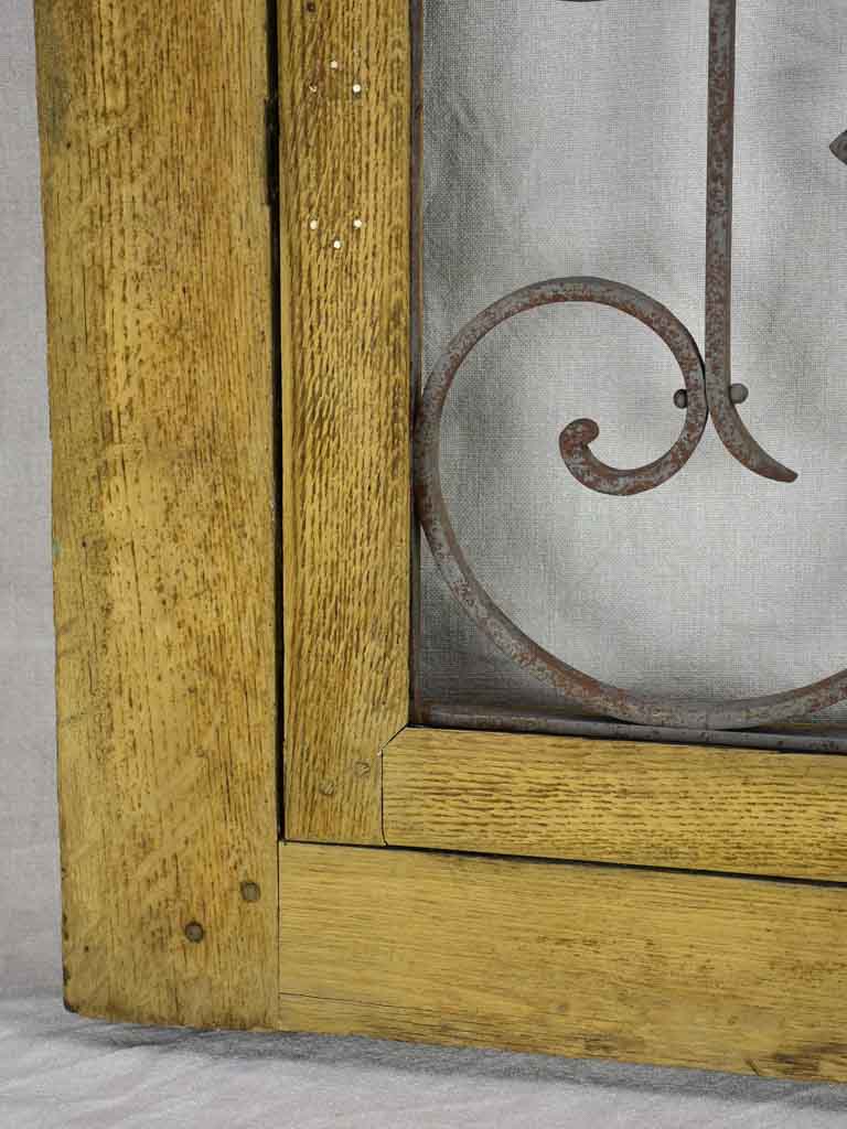 Salvaged solid oak and wrought iron window from the late 19th / early 20th century 30¼" x 29¼"