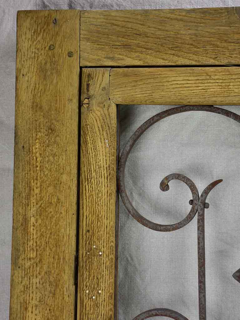 Salvaged solid oak and wrought iron window from the late 19th / early 20th century 30¼" x 29¼"