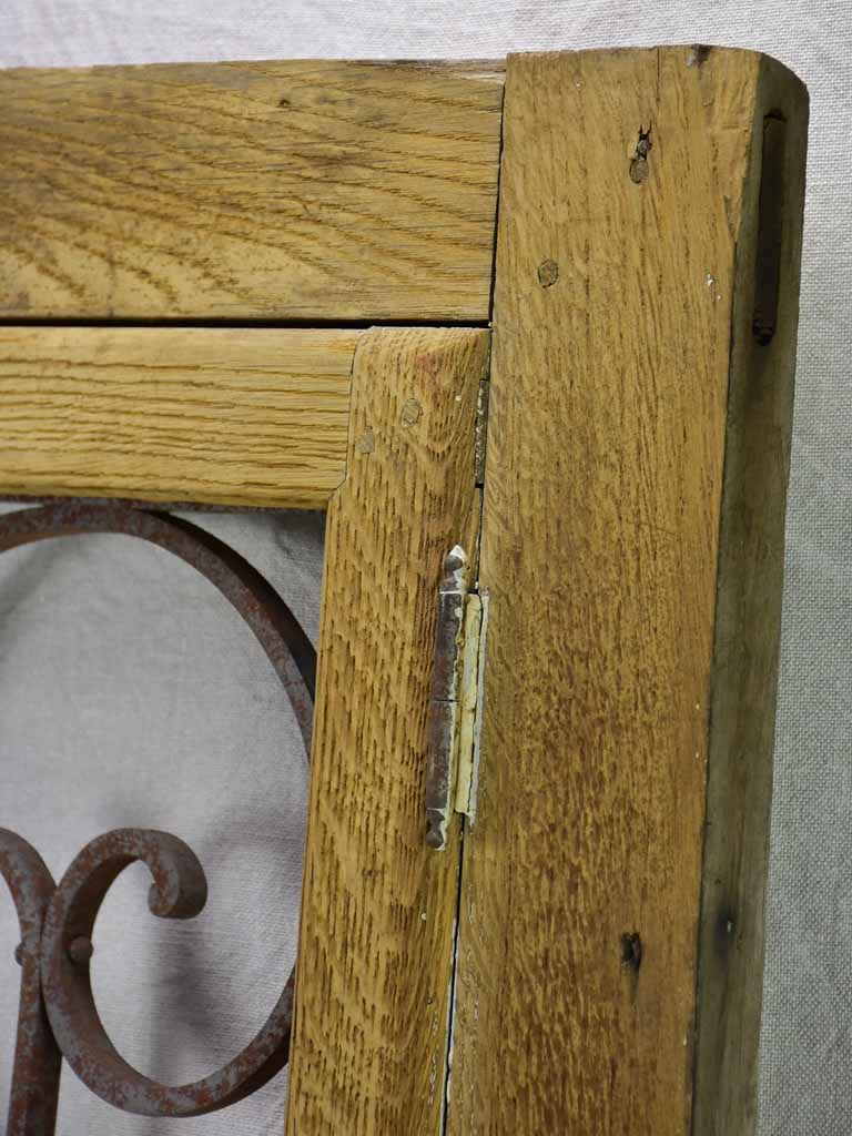Salvaged solid oak and wrought iron window from the late 19th / early 20th century 30¼" x 29¼"