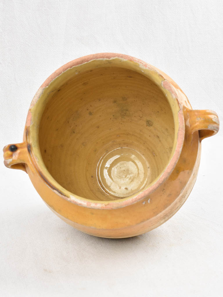 Antique French confit pot - yellow glaze 11"