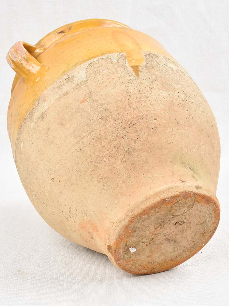 Antique French confit pot - yellow glaze 11"