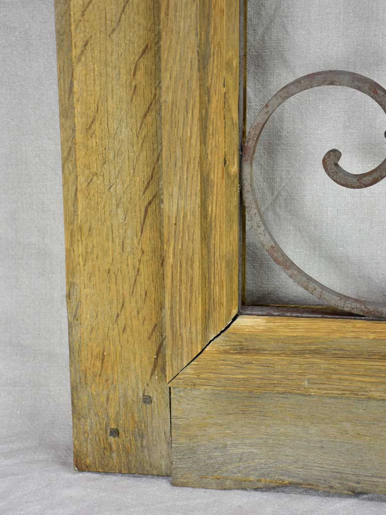 Salvaged solid oak and wrought iron window from the late 19th / early 20th century 30¼" x 29¼"